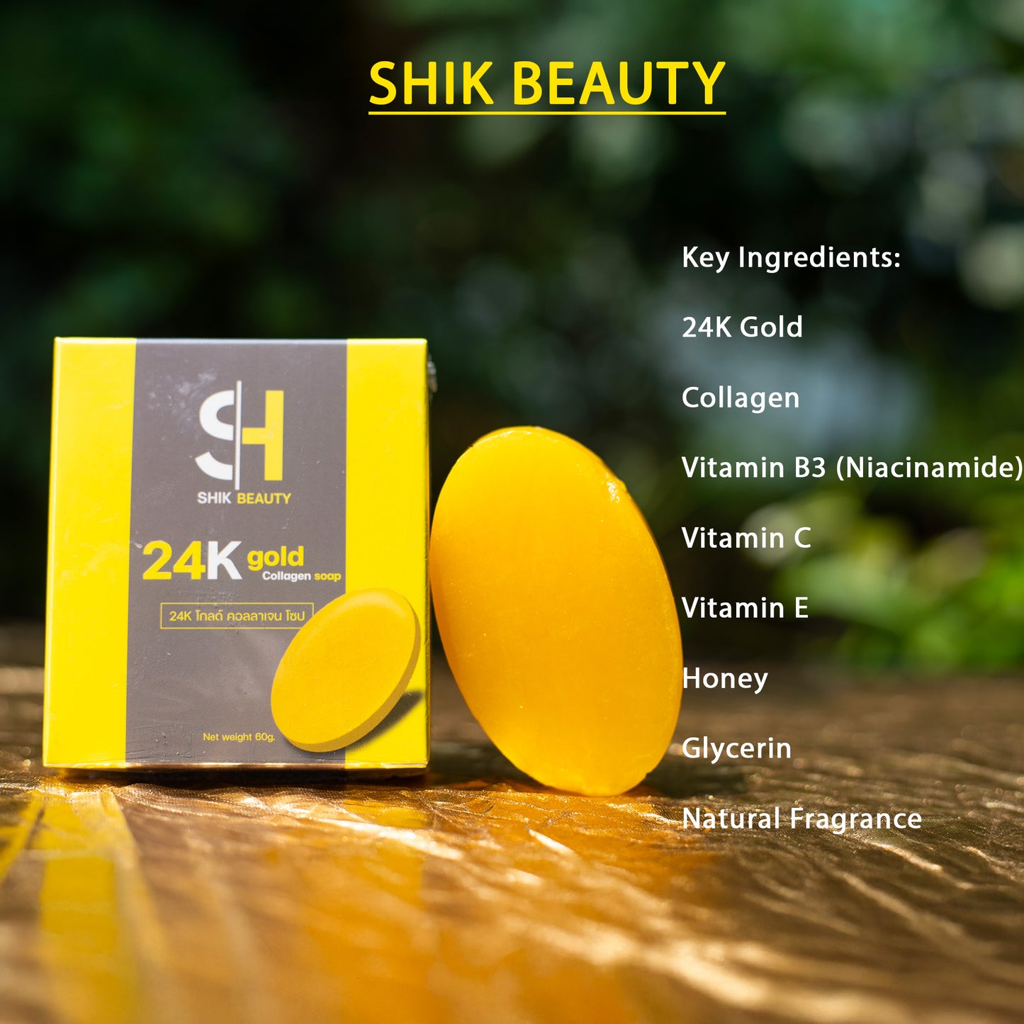 SHIK BEAUTY 24K Gold Collagen Soap – Brightening & Nourishing Bar (60 g)